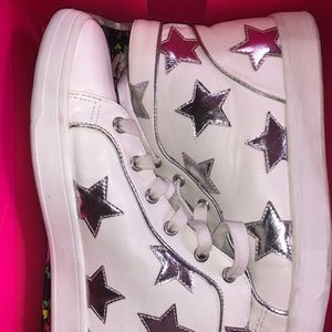 White High Top Sneakers w/ Silver Stars